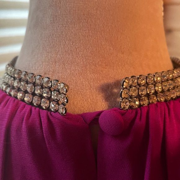 Trina Turk Pink Rhinestone Collared Sleeveless Top Blouse Size S Small - Picture 8 of 9